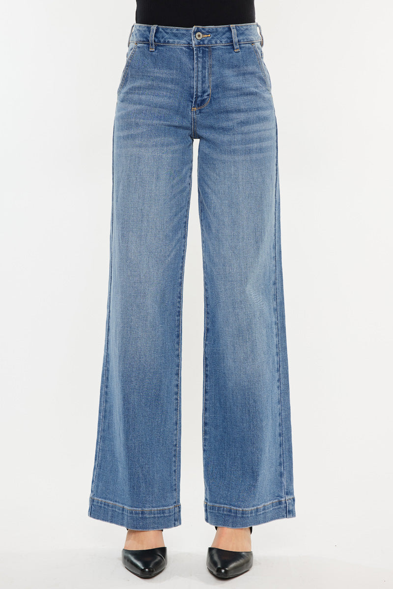 Women's High Rise Wide Leg Jeans - Bertha