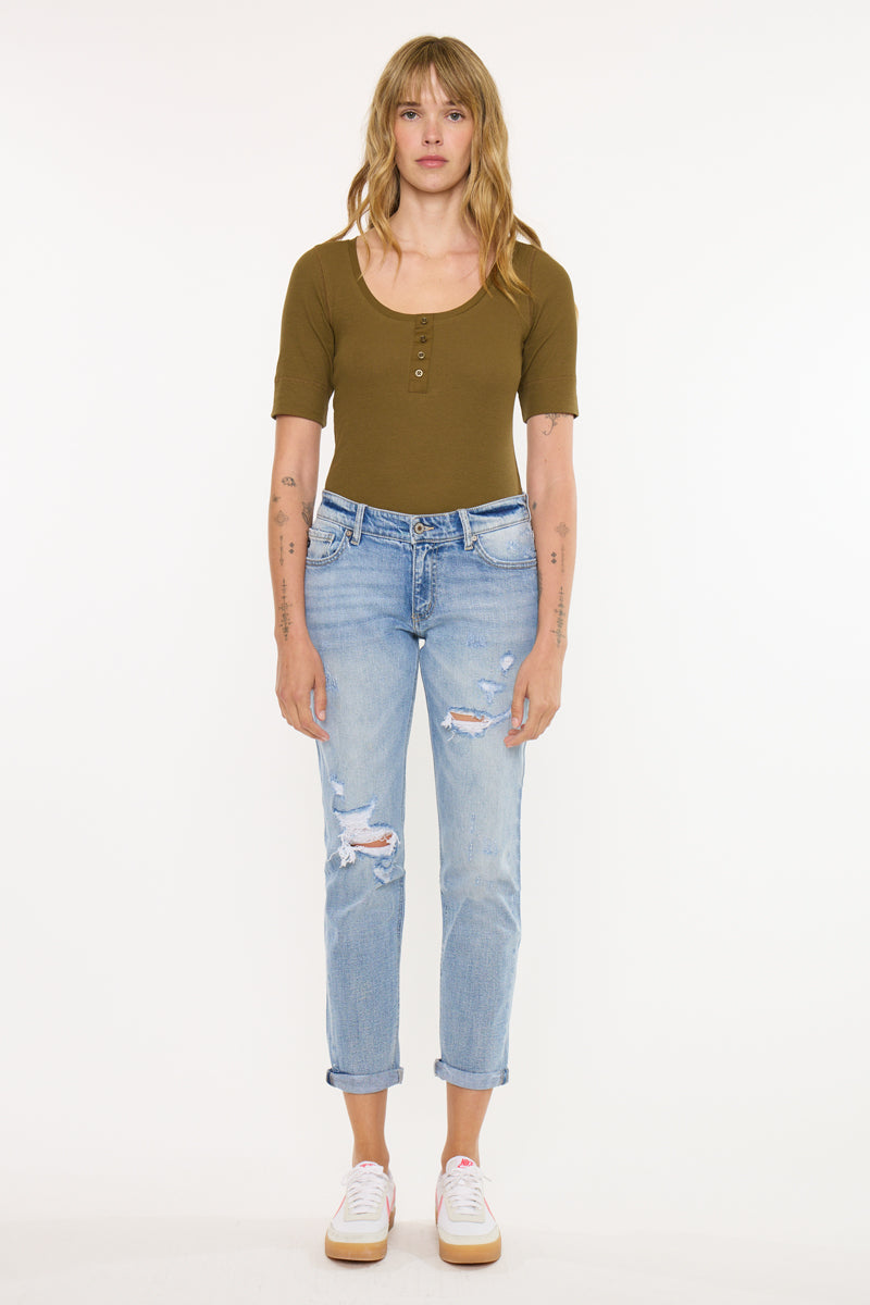 Women's Mid Rise Boyfriend Jeans - Aries