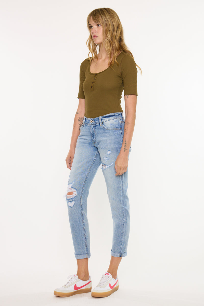 Women's Mid Rise Boyfriend Jeans - Aries