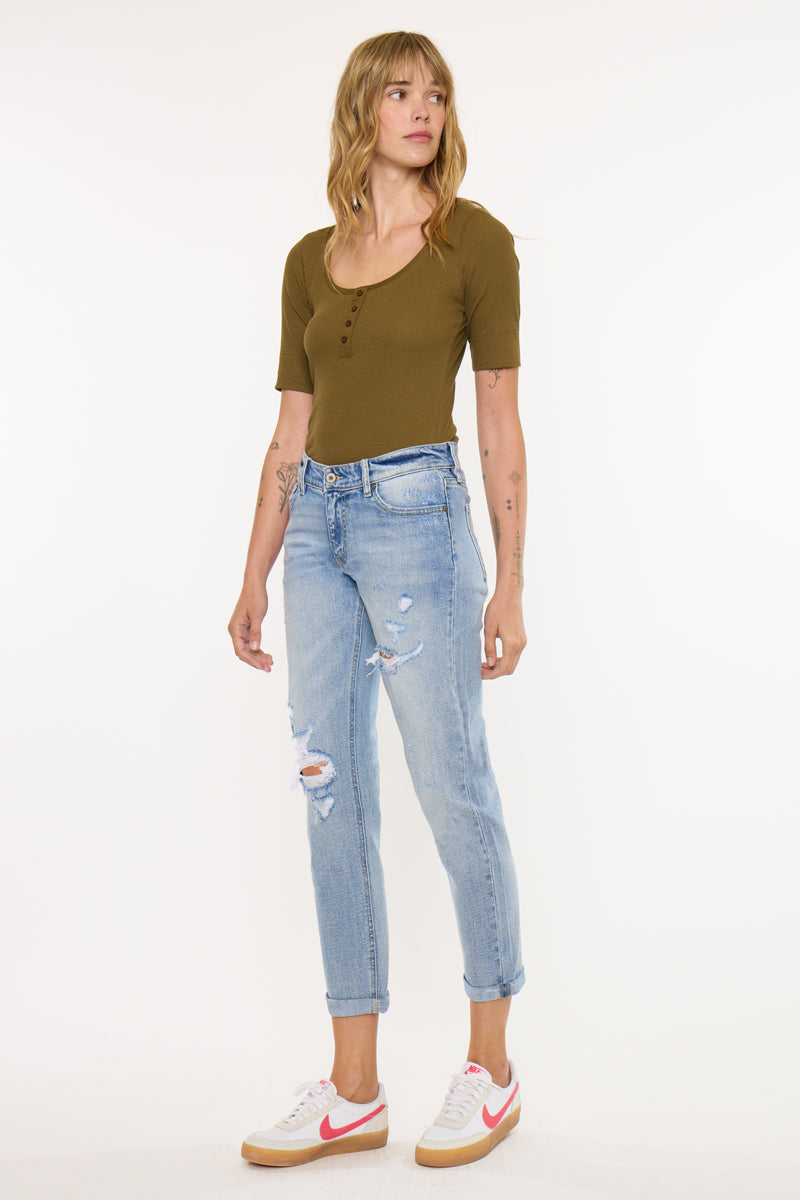 Women's Mid Rise Boyfriend Jeans - Aries