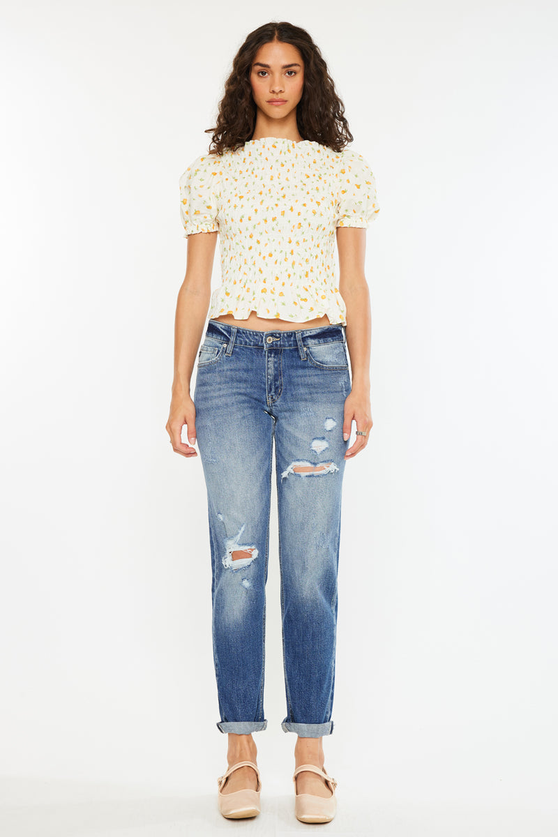 Women's Mid Rise Boyfriend Jeans - Aries