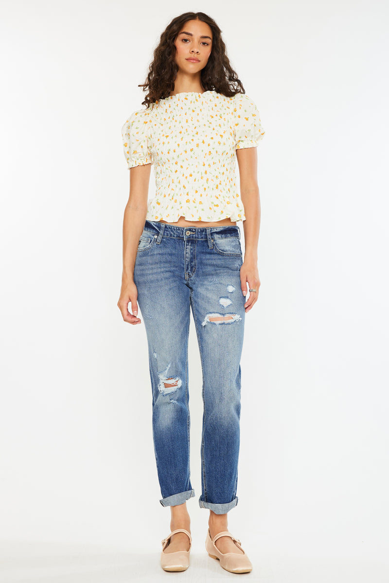 Women's Mid Rise Boyfriend Jeans - Aries