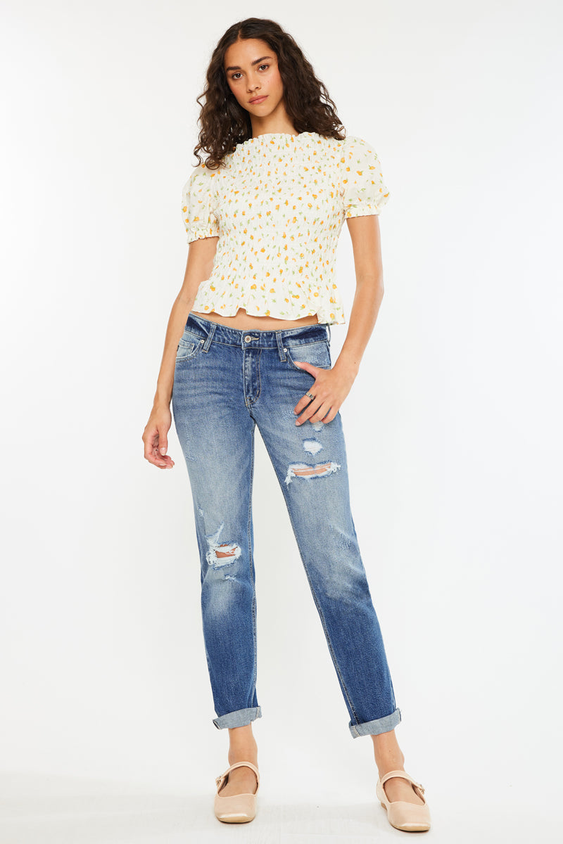 Women's Mid Rise Boyfriend Jeans - Aries