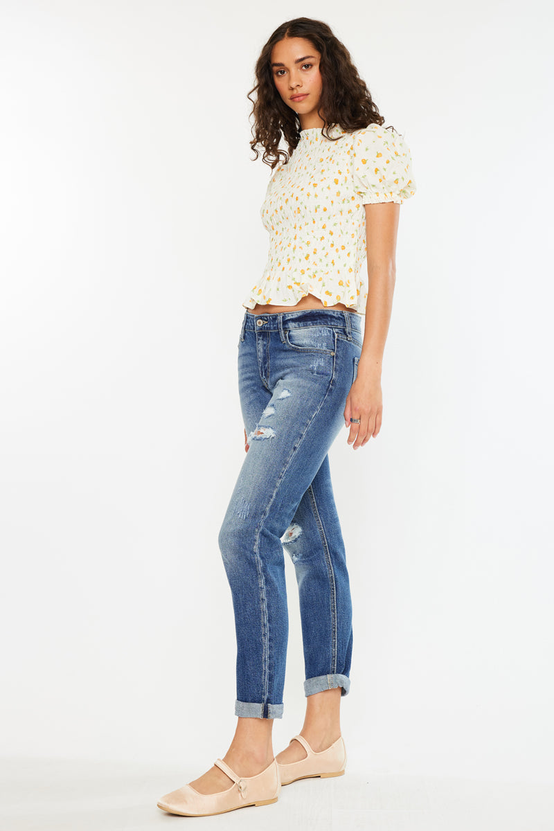 Women's Mid Rise Boyfriend Jeans - Aries