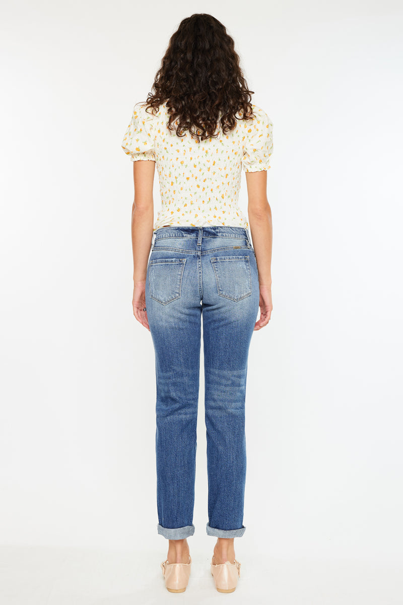 Women's Mid Rise Boyfriend Jeans - Aries