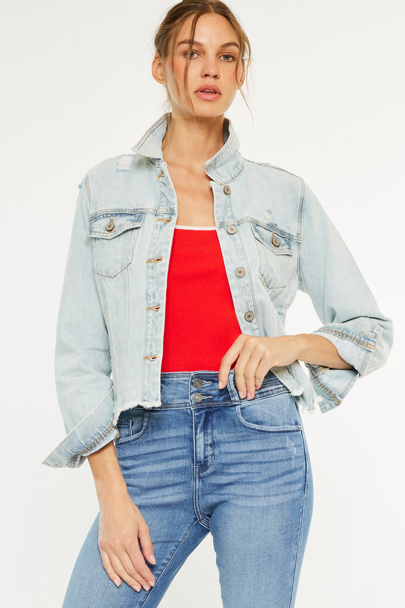 Women's Distressed Denim Jacket - Bianca