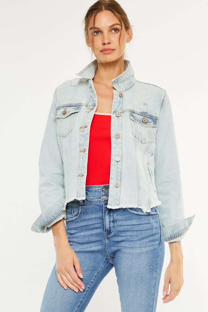 Women's Distressed Denim Jacket - Bianca