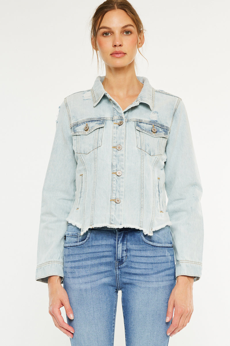Women's Distressed Denim Jacket - Bianca