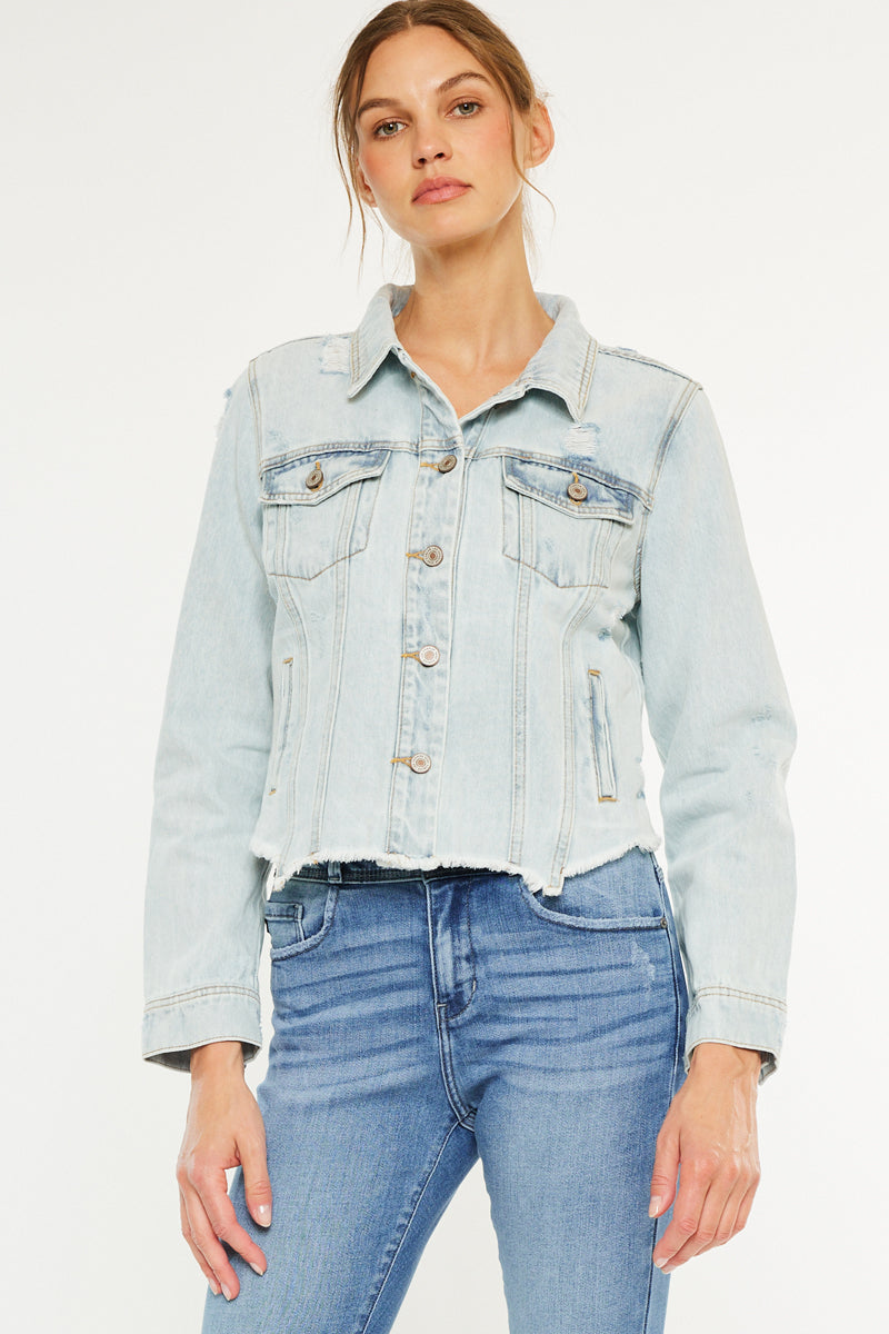 Women's Distressed Denim Jacket - Bianca