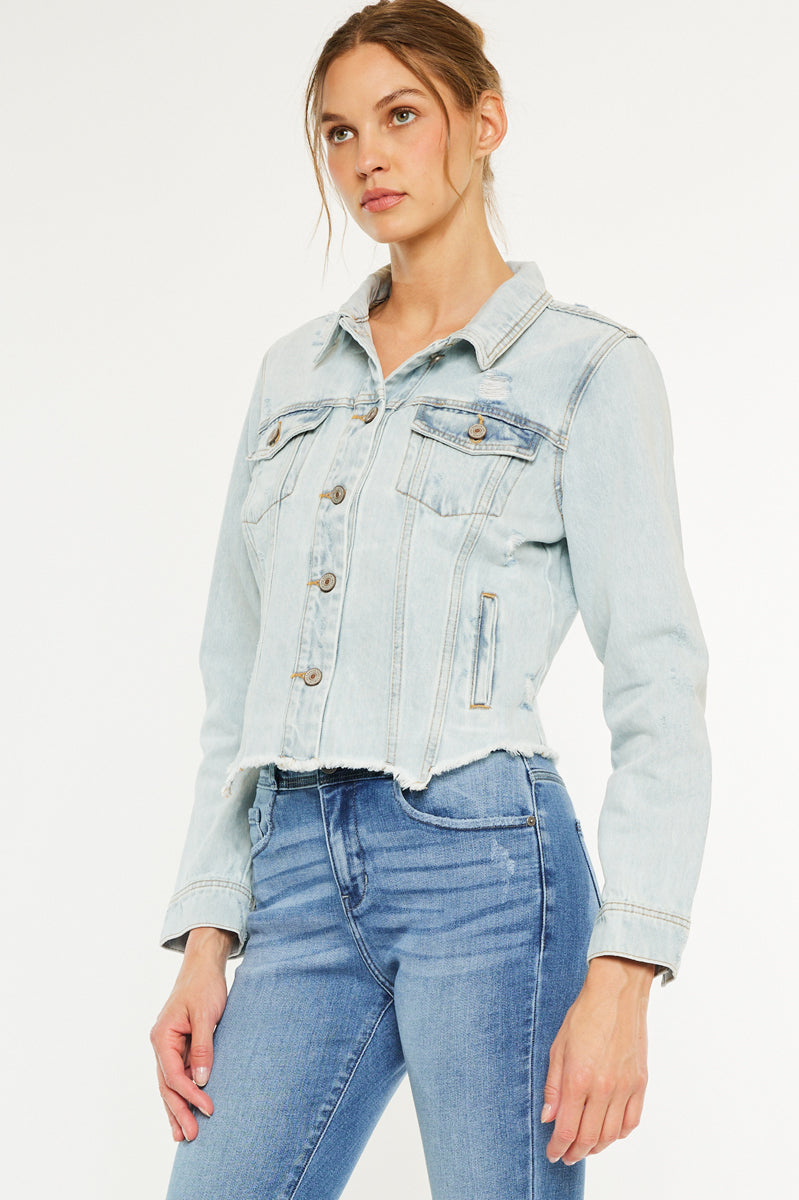 Women's Distressed Denim Jacket - Bianca