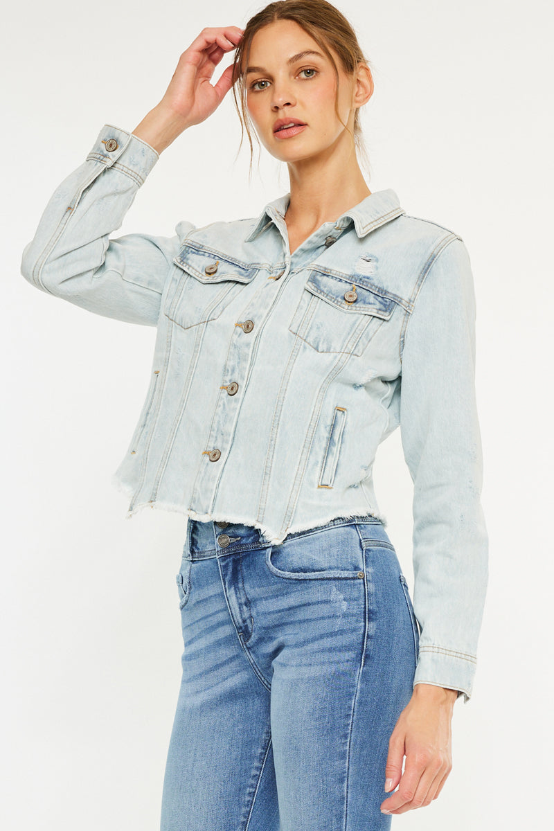 Women's Distressed Denim Jacket - Bianca