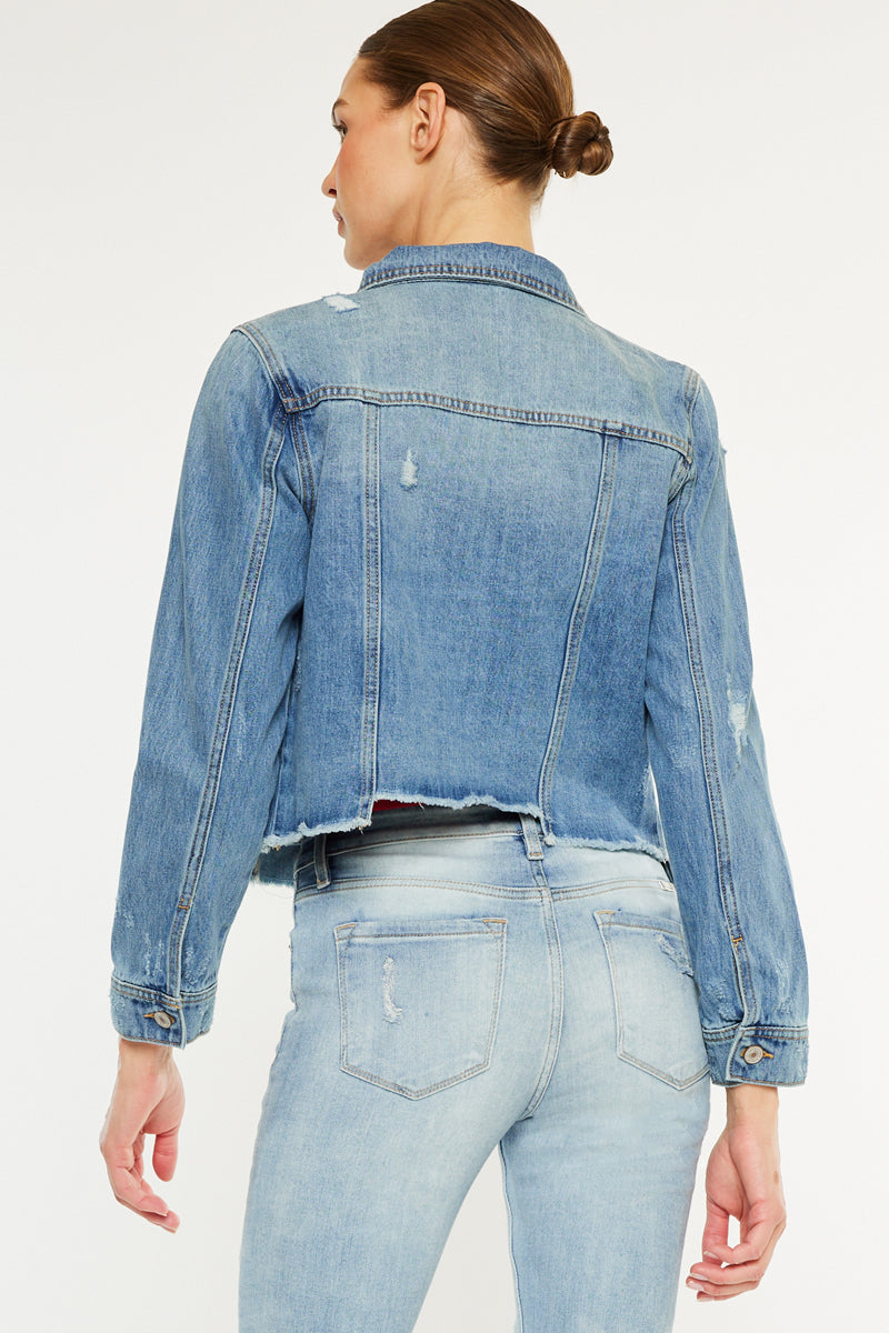 Women's Distressed Denim Jacket - Bianca