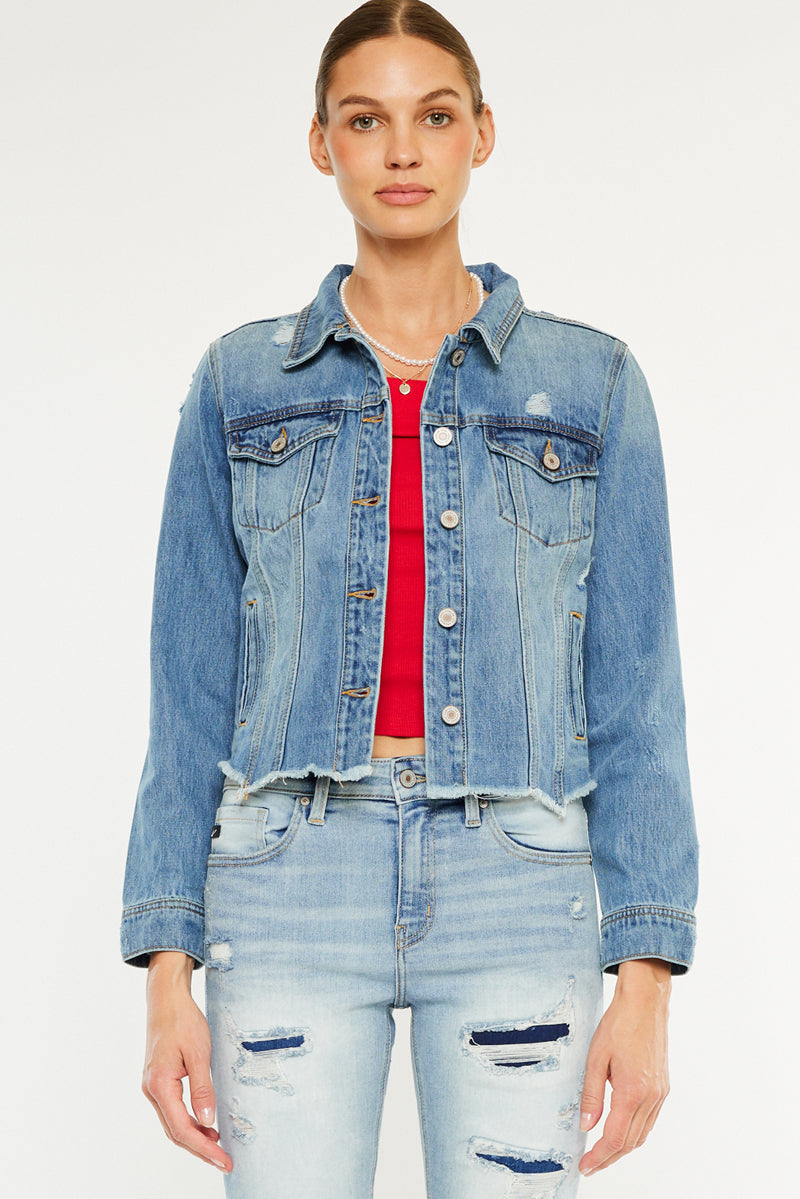 Women's Distressed Denim Jacket - Bianca