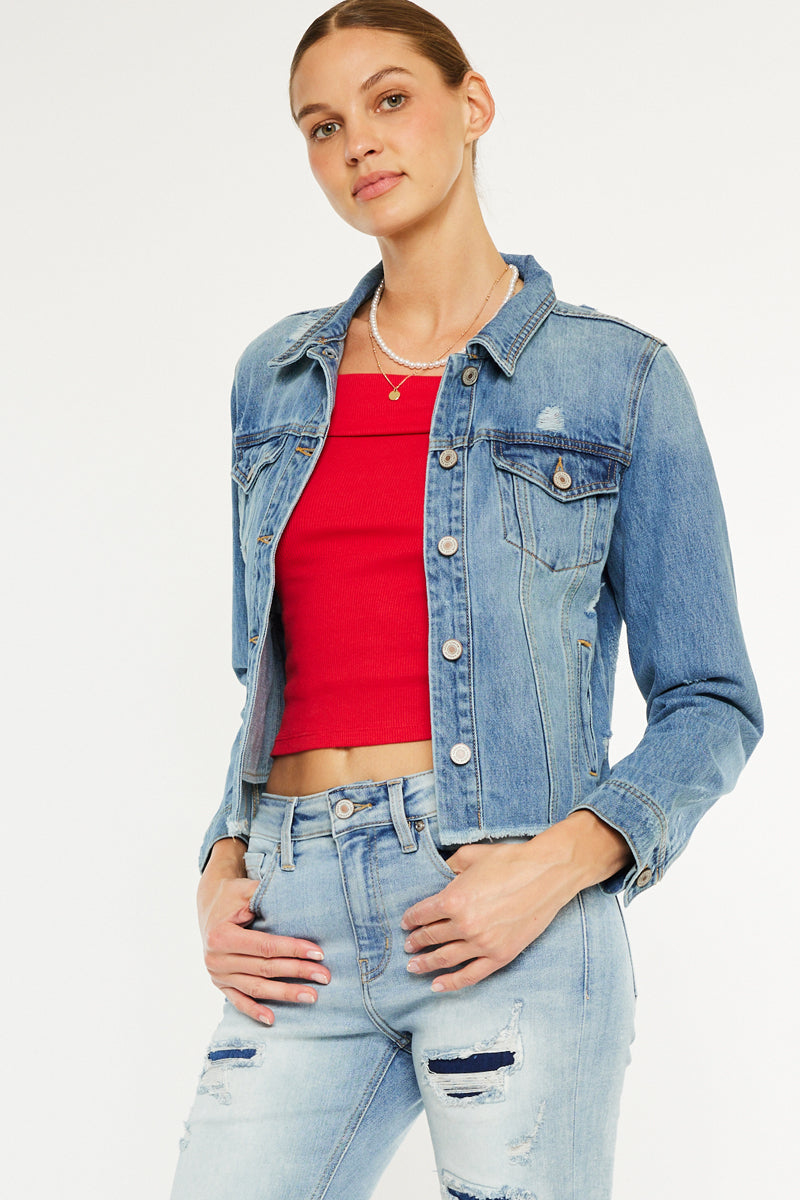 Women's Distressed Denim Jacket - Bianca
