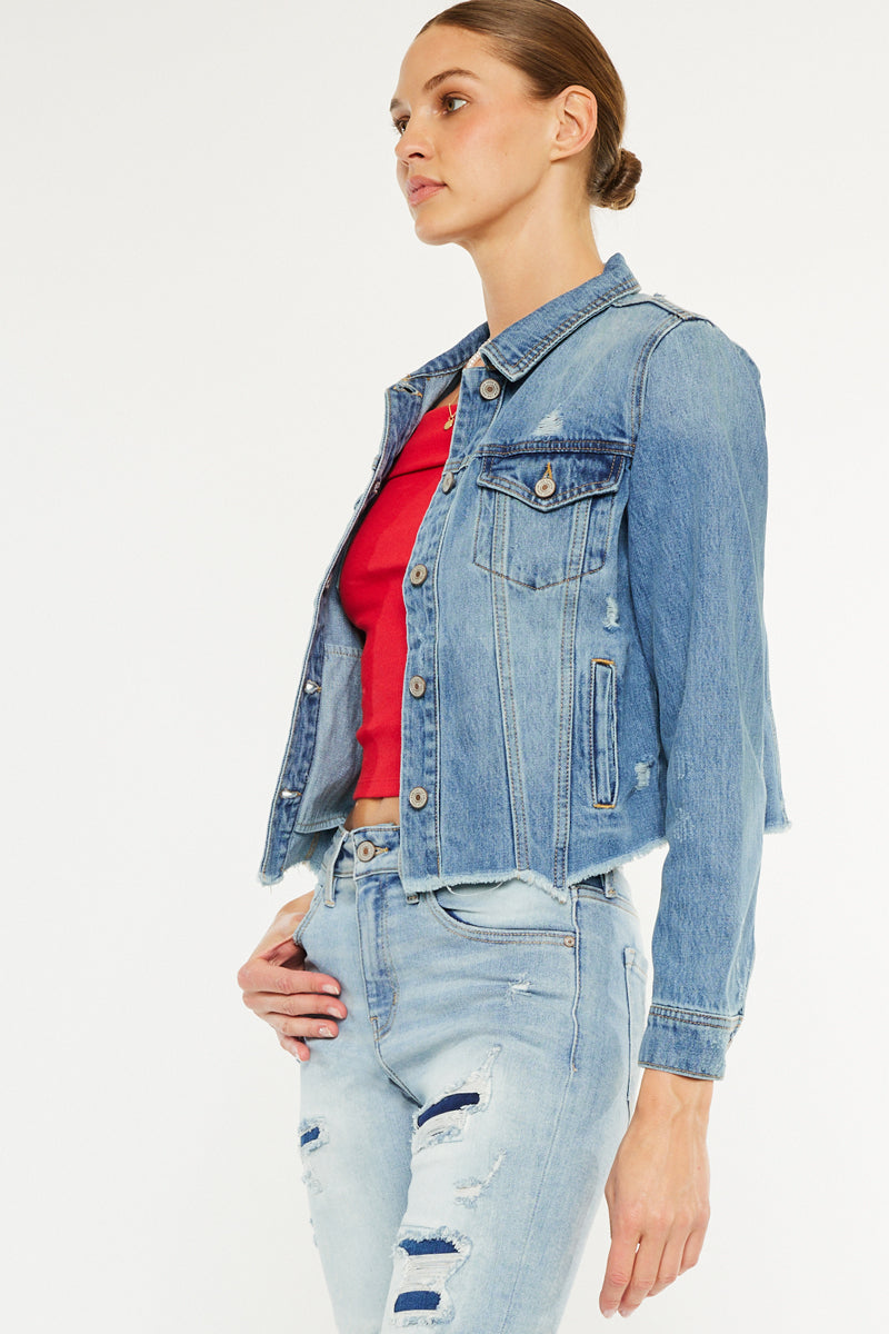 Women's Distressed Denim Jacket - Bianca