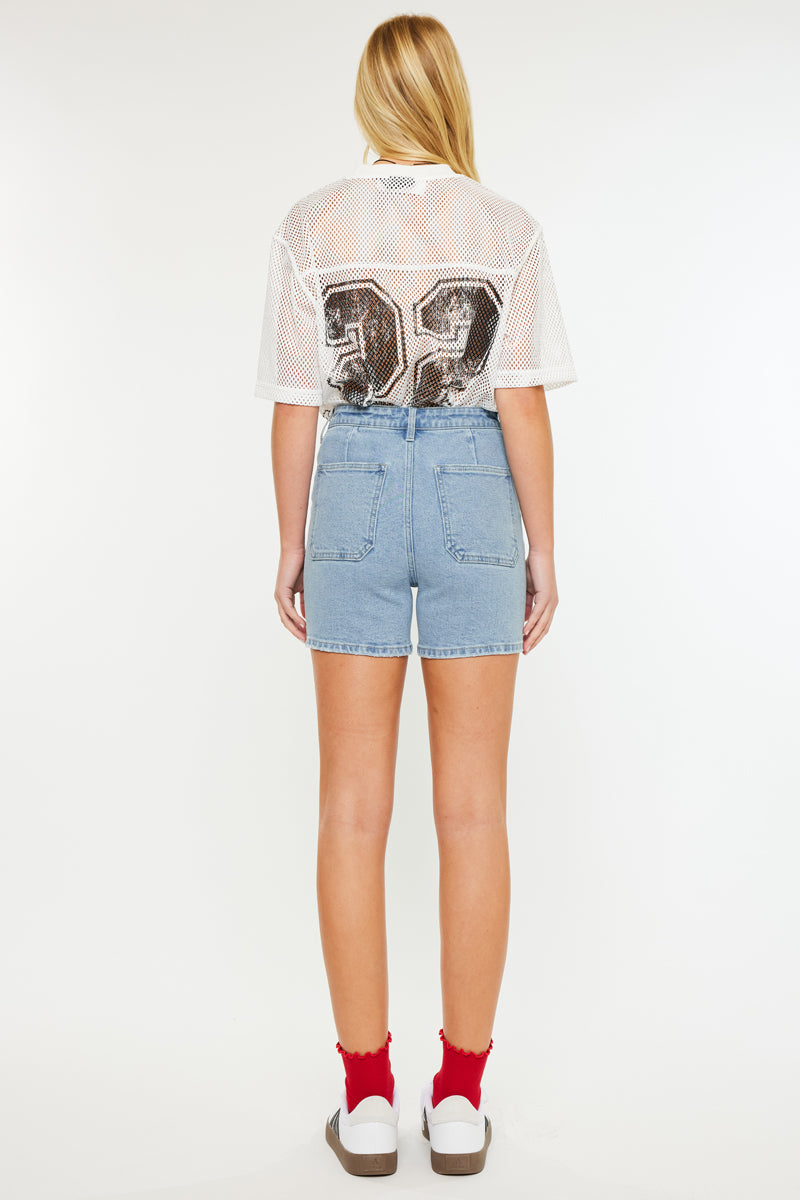 Women's High Rise Denim Shorts - Aimme