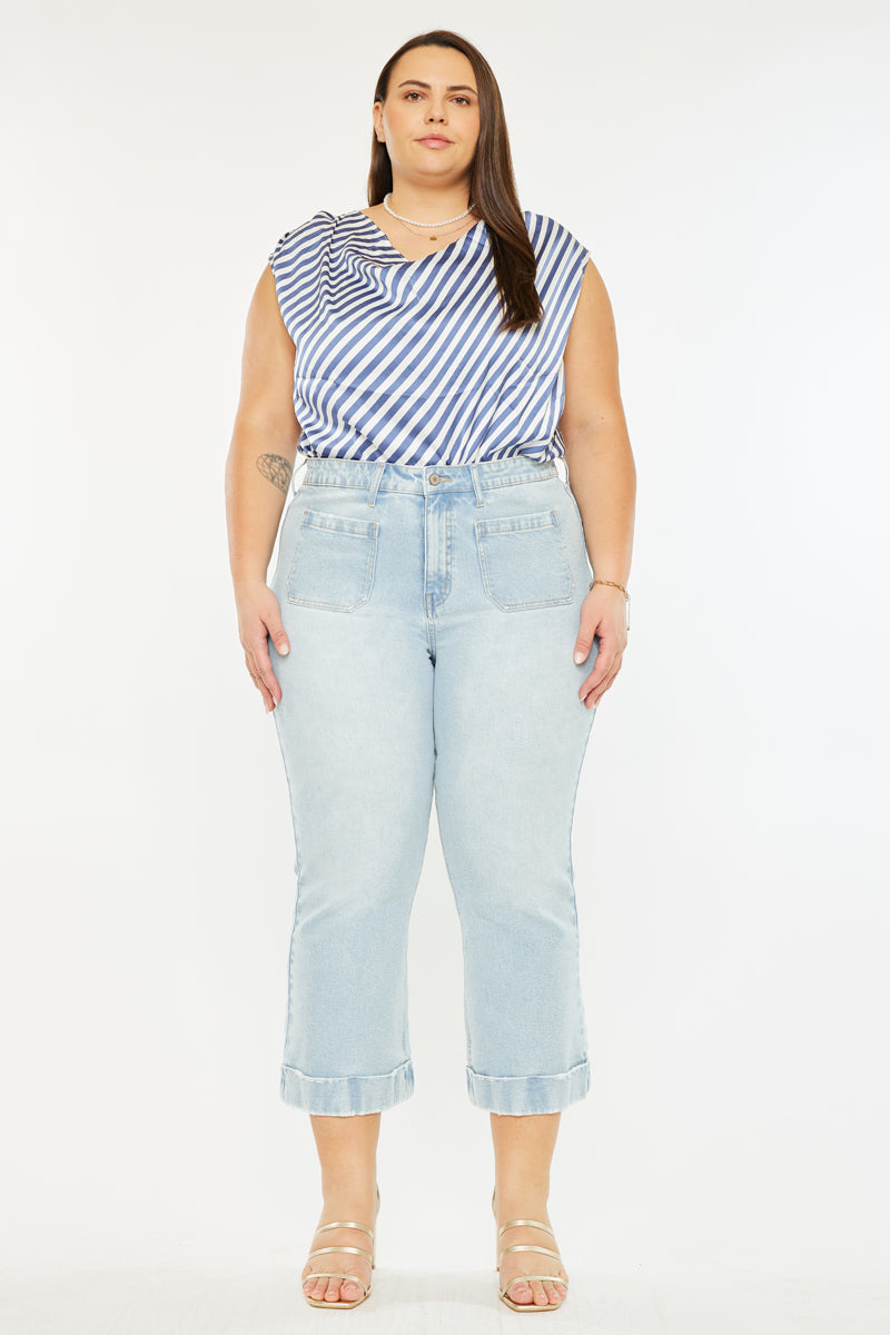 Women's Plus Size High Rise Cropped Flare Jeans - Abigail