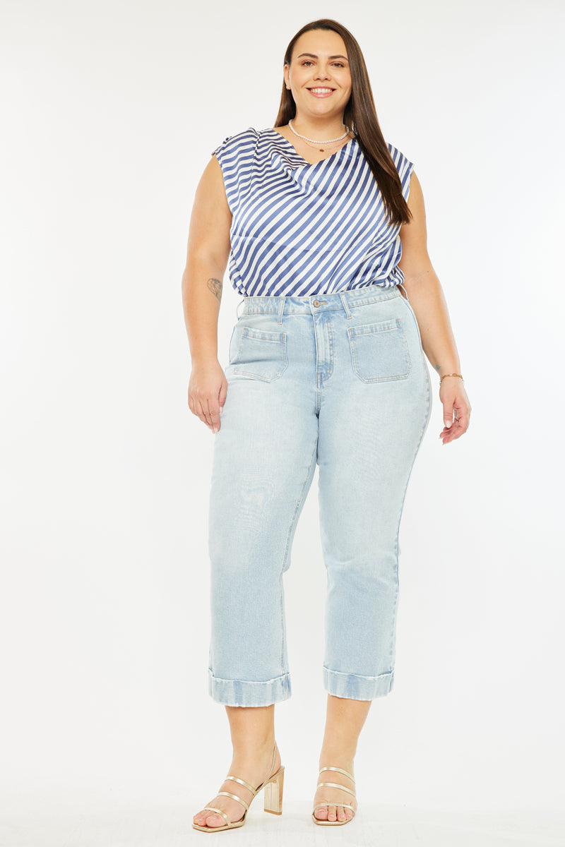 Women's Plus Size High Rise Cropped Flare Jeans - Abigail