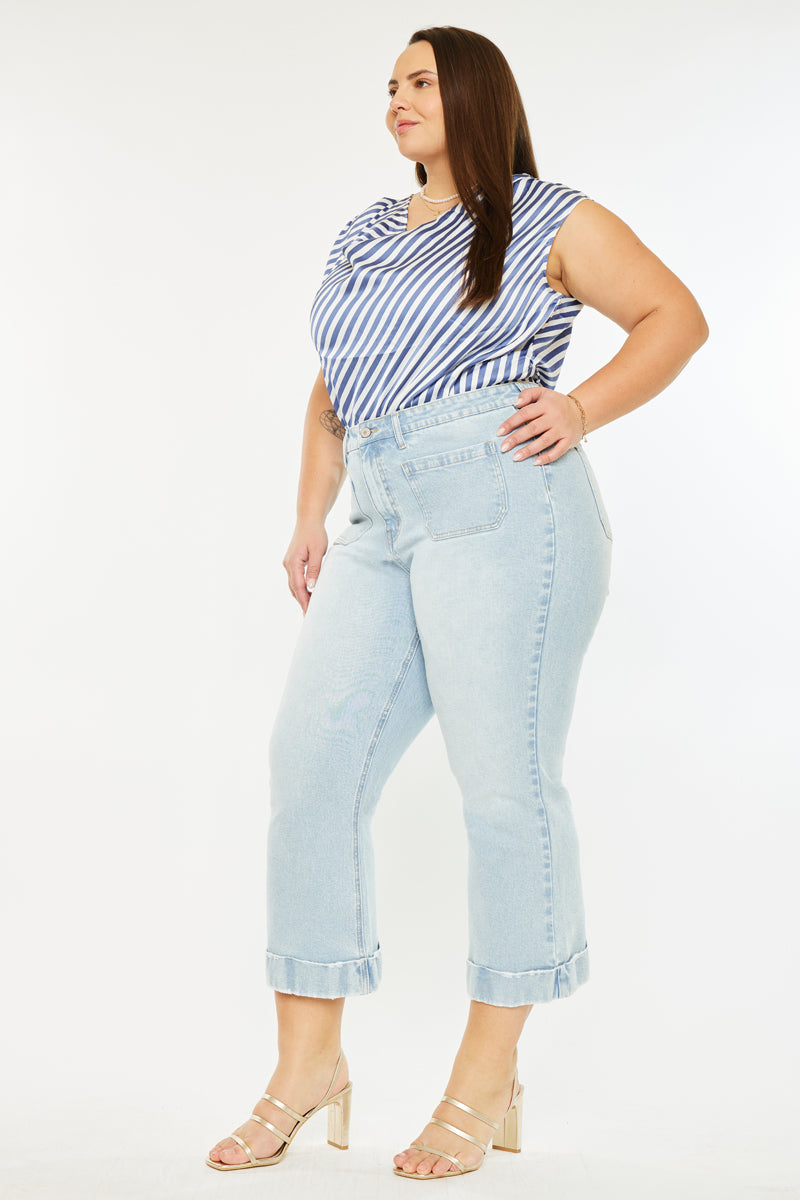 Women's Plus Size High Rise Cropped Flare Jeans - Abigail