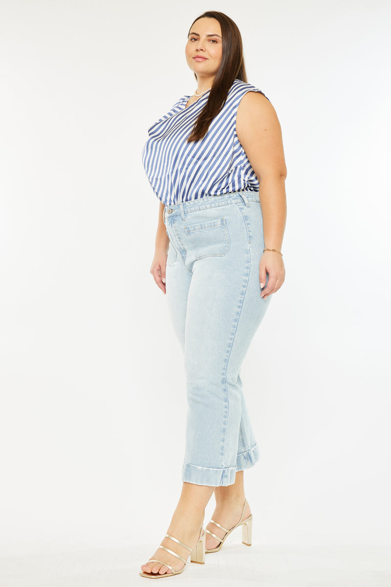 Women's Plus Size High Rise Cropped Flare Jeans - Abigail