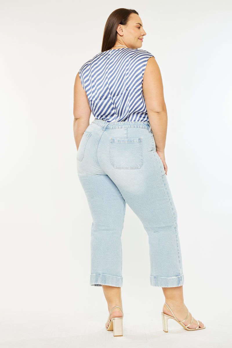 Women's Plus Size High Rise Cropped Flare Jeans - Abigail