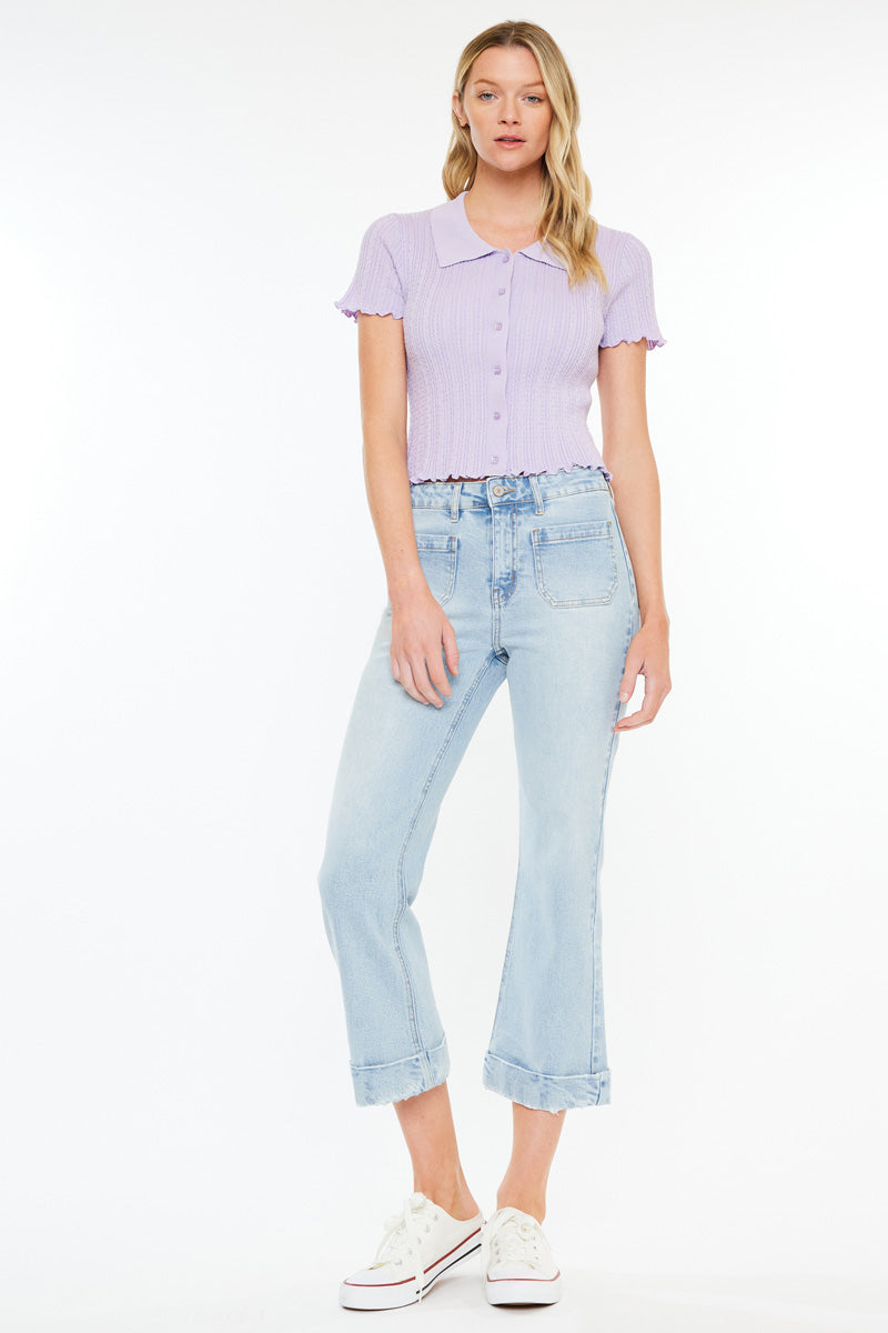 Women's High Rise Cropped Flare Jeans - Angelina