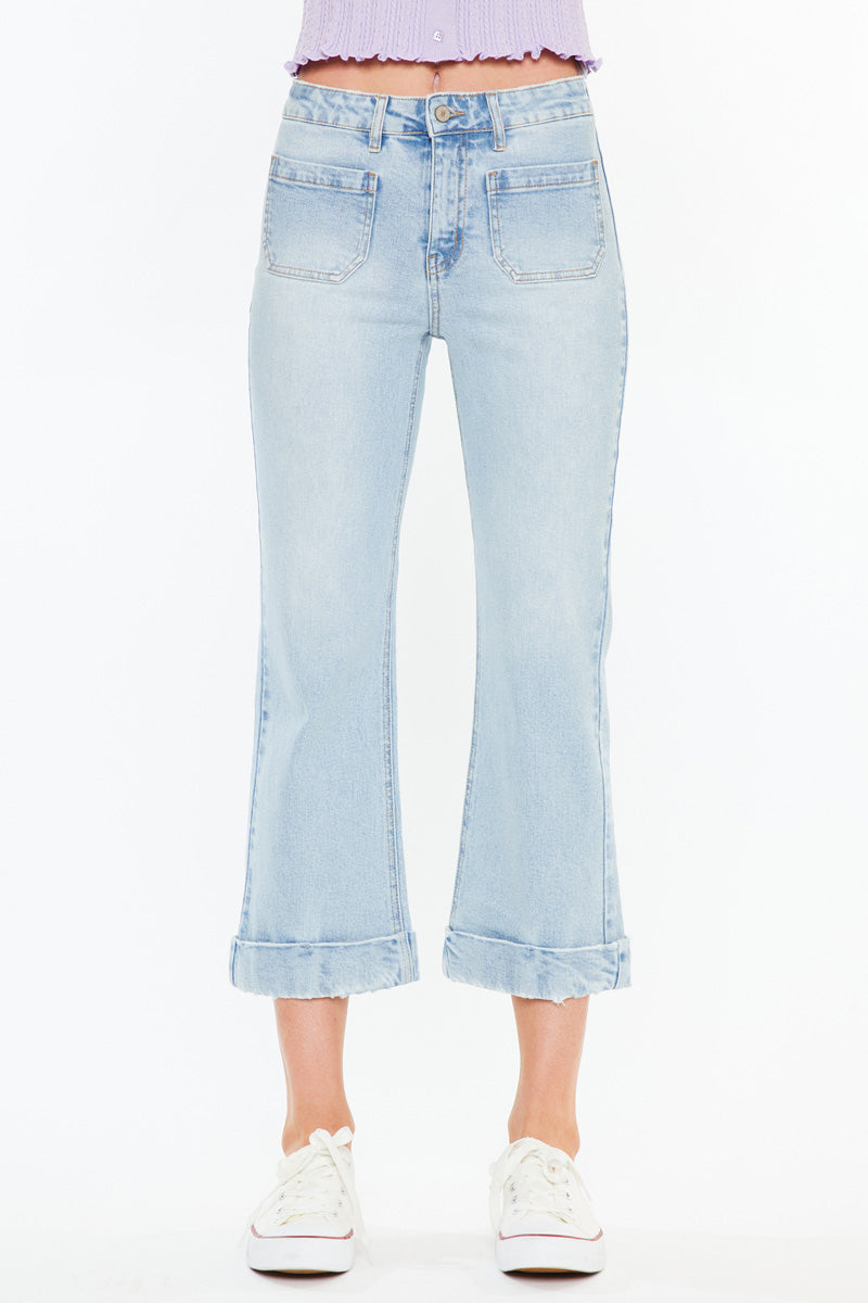 Women's High Rise Cropped Flare Jeans - Angelina