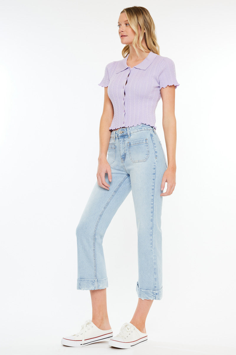Women's High Rise Cropped Flare Jeans - Angelina