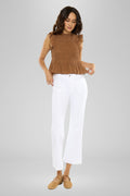 Women's High Rise White Cropped Flare Jeans - Abigail