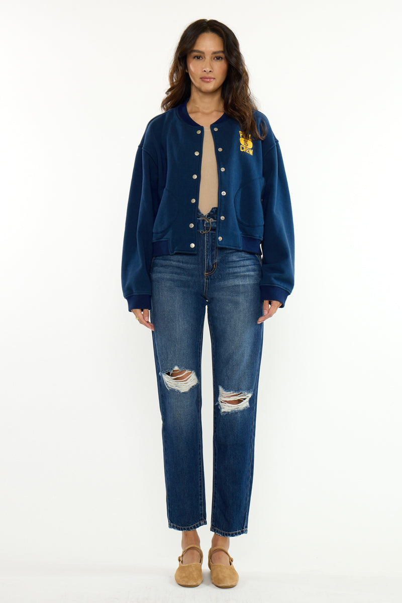 Women's Ultra High Rise Belted Mom Jeans - Blossom