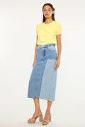 Women's Color Block Midi Denim Skirt - Brodie