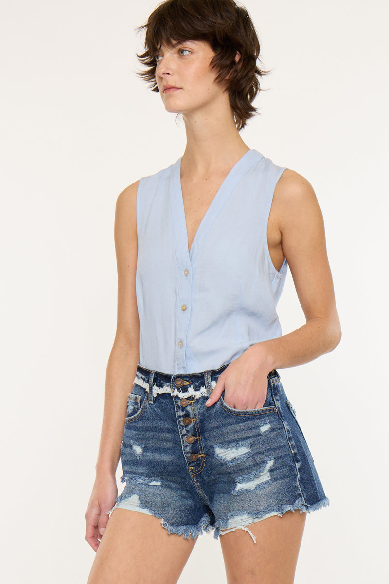 Women's Ultra High Rise Denim Shorts - Aura