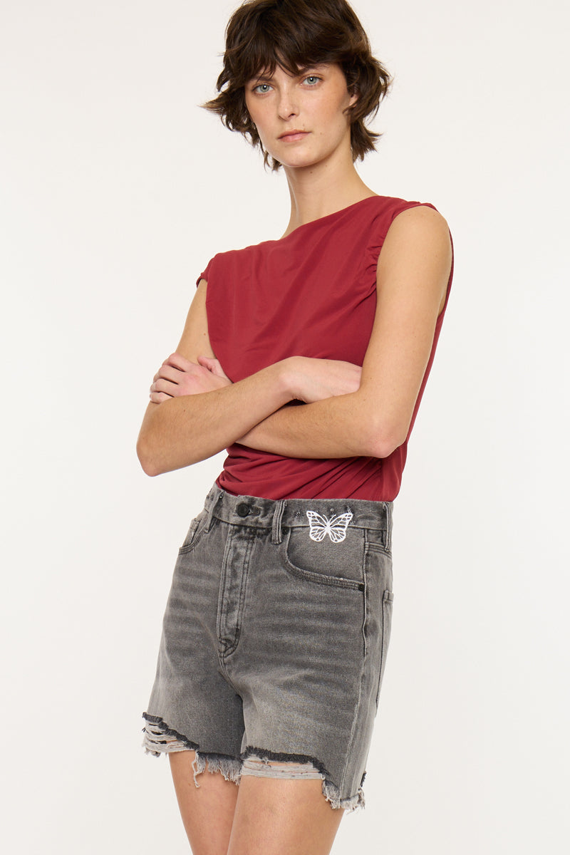 Women's Ultra High Rise 90's Boyfriend Denim Shorts - Ariya