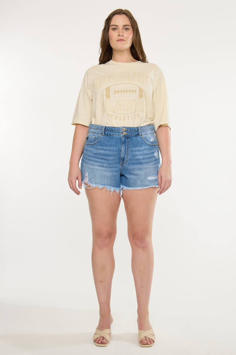 Women's Plus Size High Rise Mom Denim Shorts - Adelia
