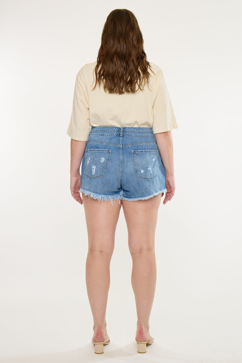 Women's Plus Size High Rise Mom Denim Shorts - Adelia
