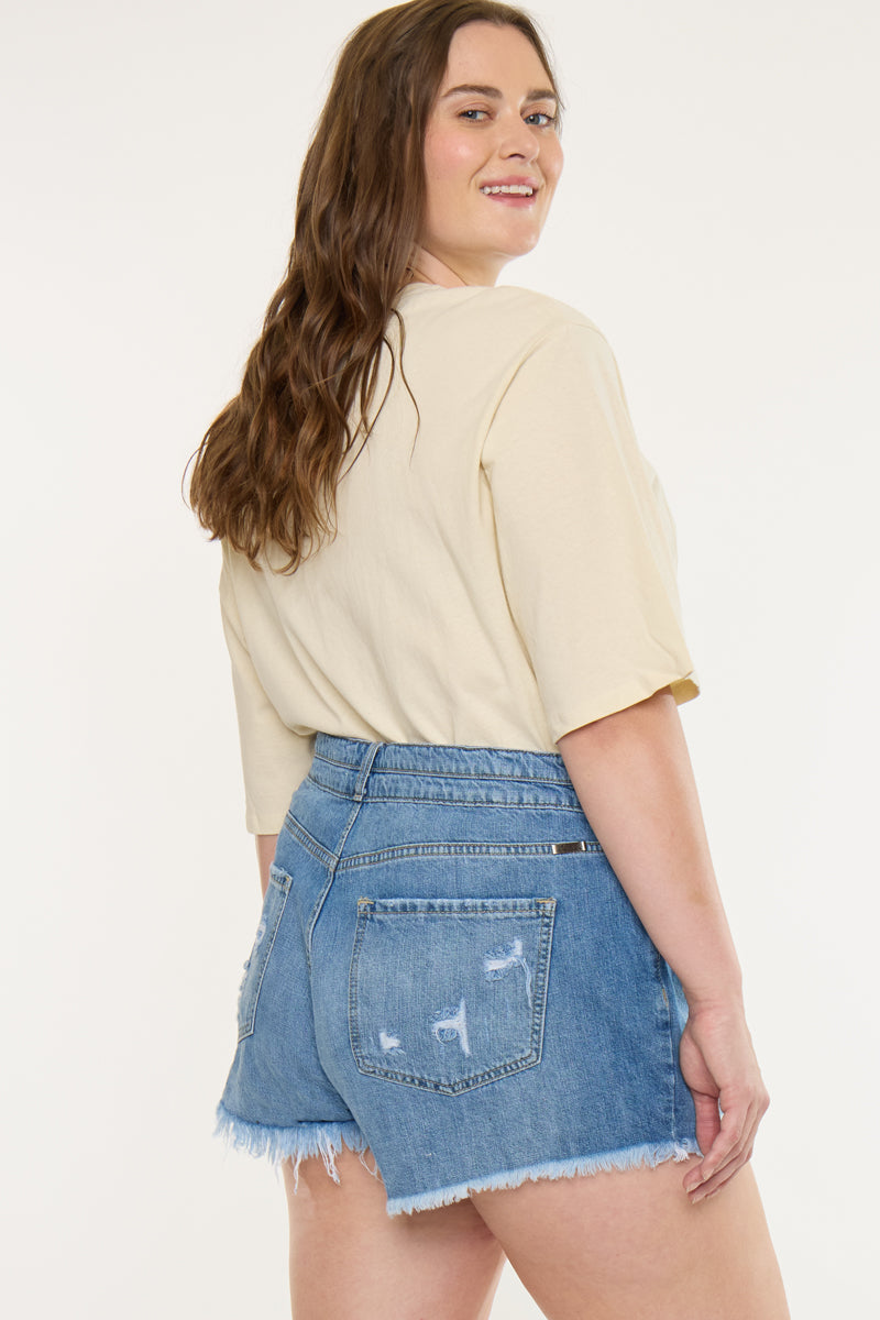 Women's Plus Size High Rise Mom Denim Shorts - Adelia