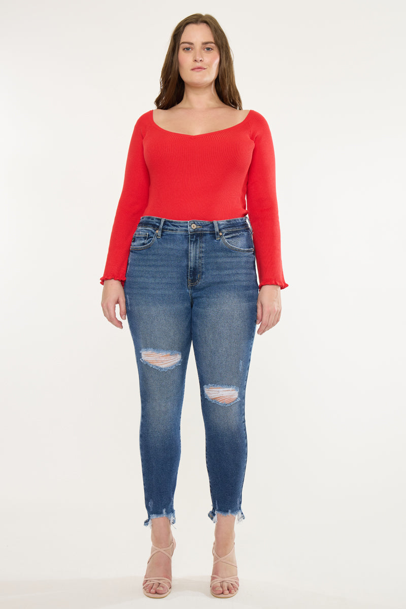 Women's Plus Size High Rise Ankle Skinny Jeans - Bunny