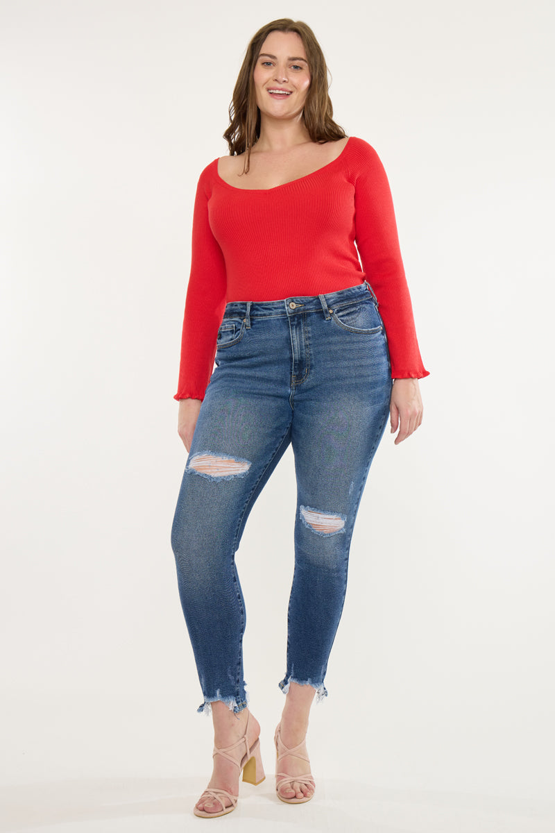 Women's Plus Size High Rise Ankle Skinny Jeans - Bunny