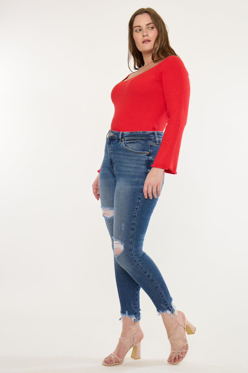 Women's Plus Size High Rise Ankle Skinny Jeans - Bunny
