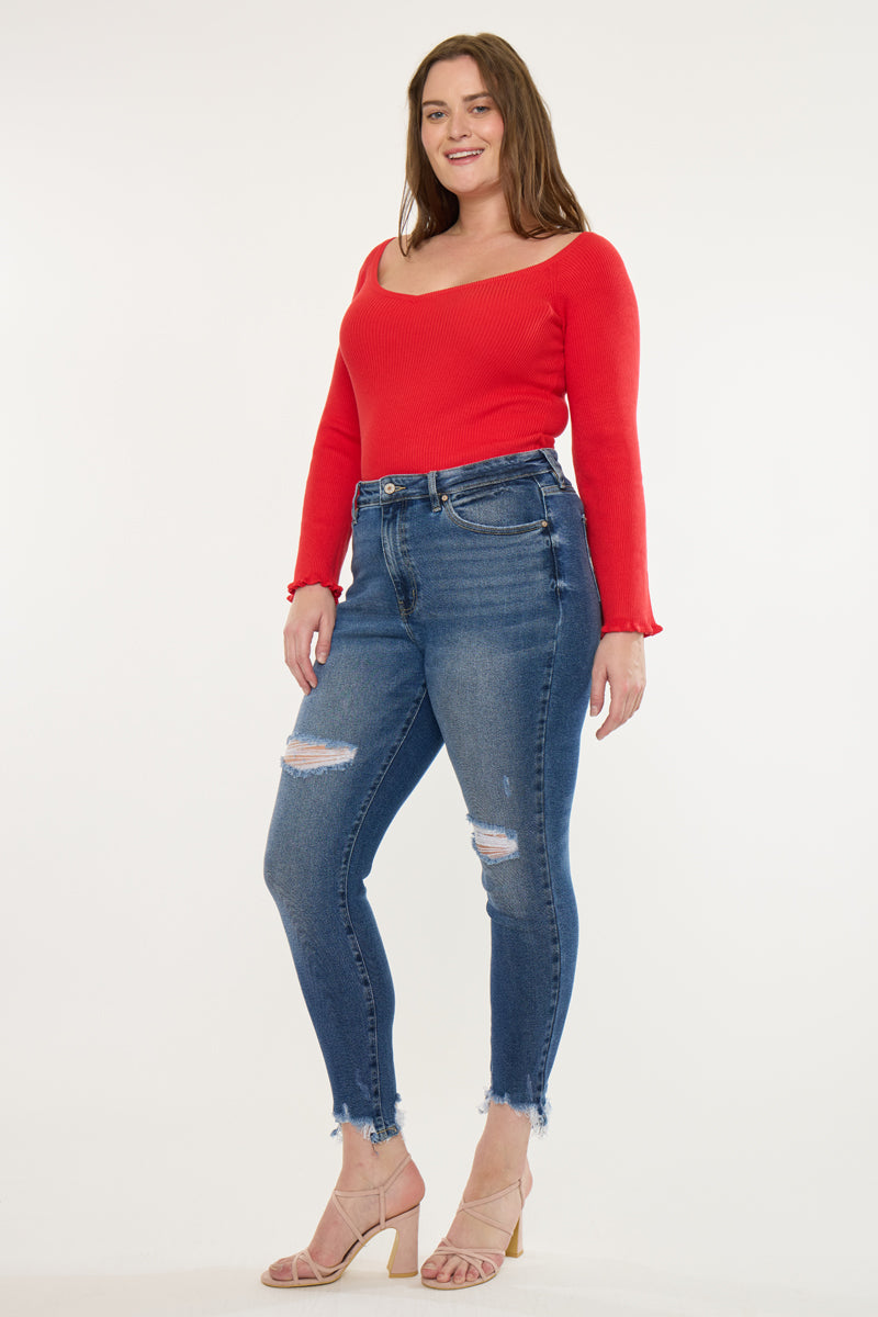 Women's Plus Size High Rise Ankle Skinny Jeans - Bunny