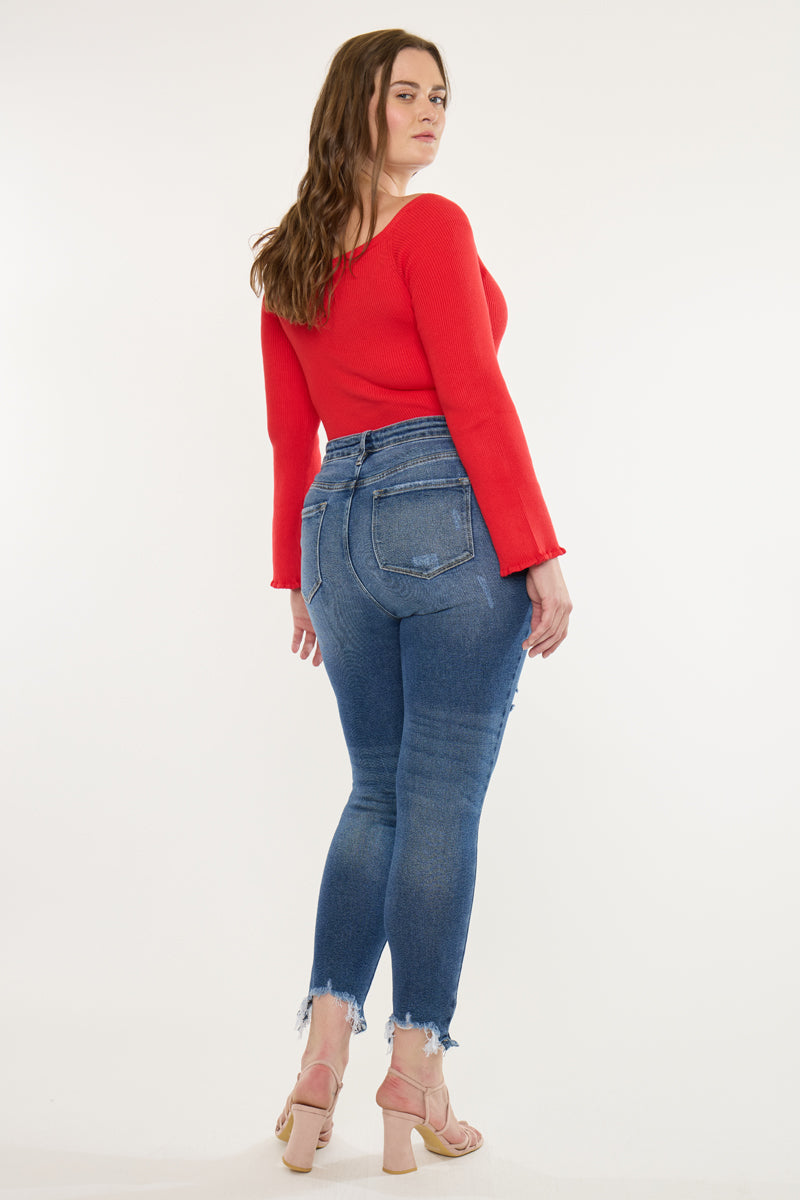 Women's Plus Size High Rise Ankle Skinny Jeans - Bunny