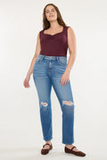 Women's Plus Size High Rise Slim Straight Jeans - Buni
