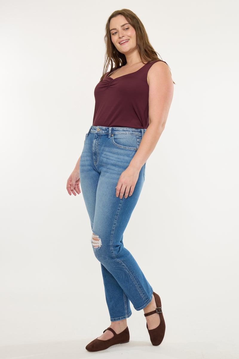 Women's Plus Size High Rise Slim Straight Jeans - Buni