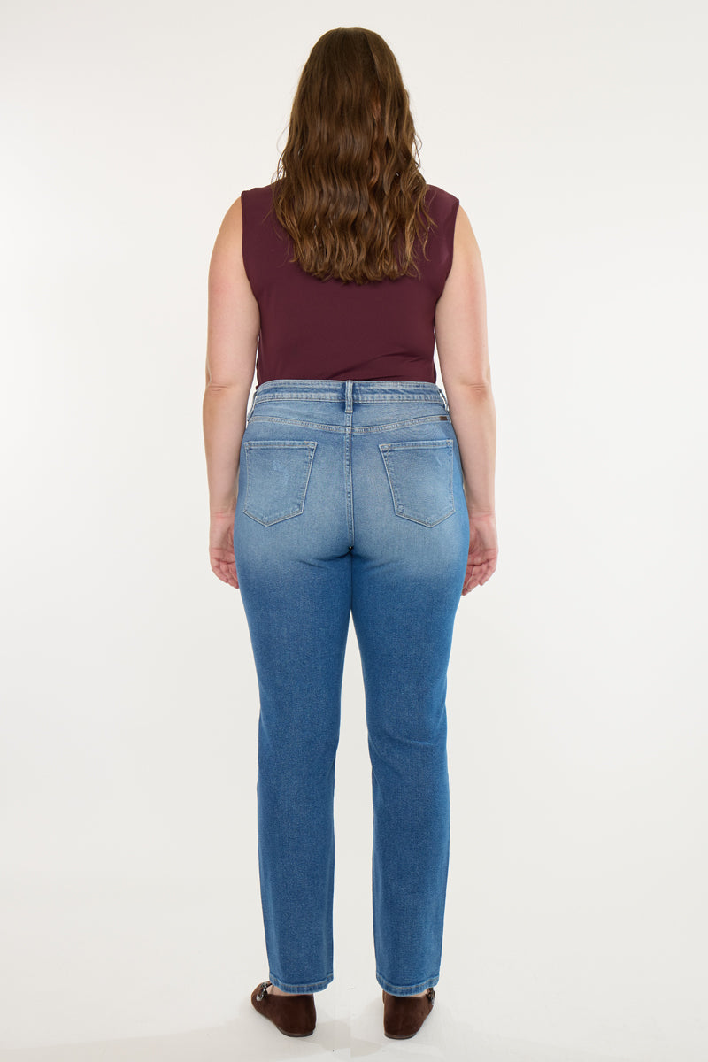 Women's Plus Size High Rise Slim Straight Jeans - Buni