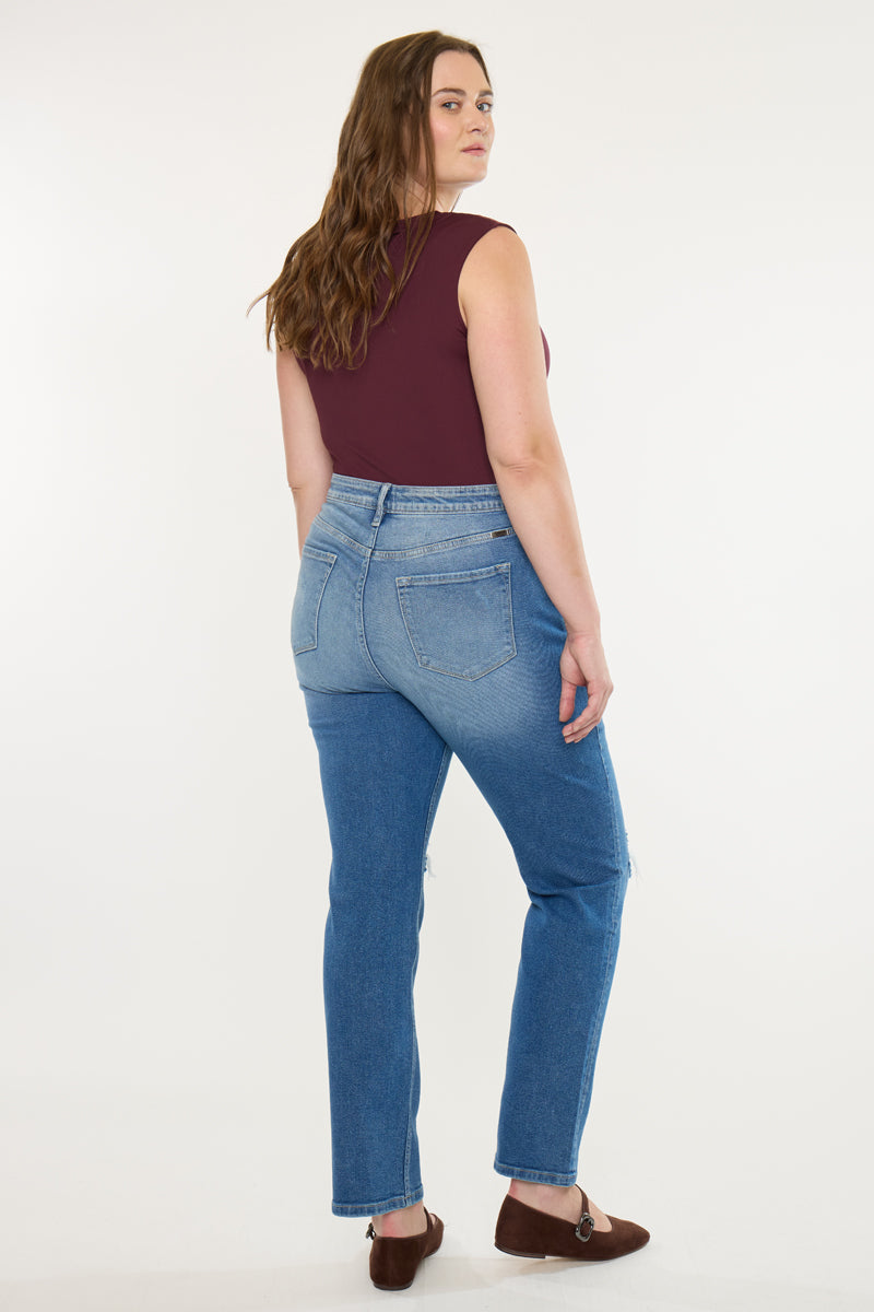 Women's Plus Size High Rise Slim Straight Jeans - Buni