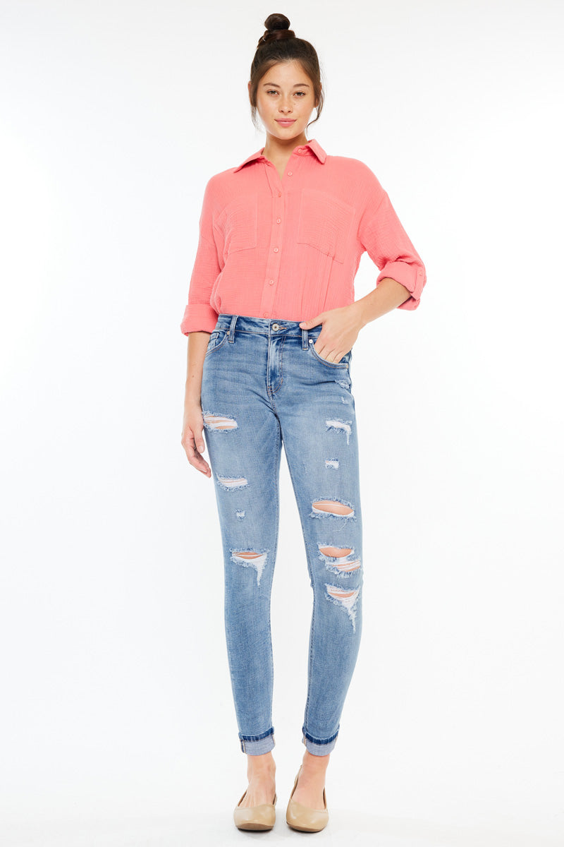 Women's High Rise Ankle Skinny Jeans - Amanda