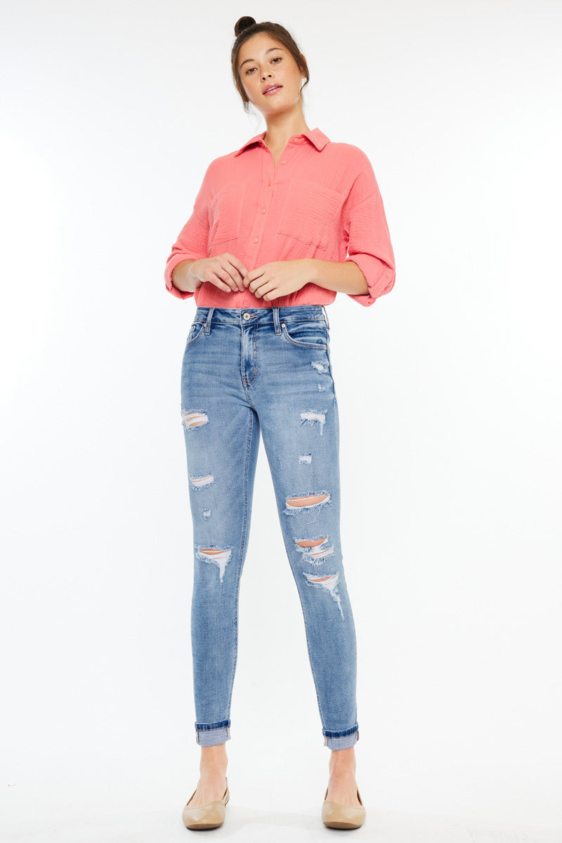Women's High Rise Ankle Skinny Jeans - Amanda