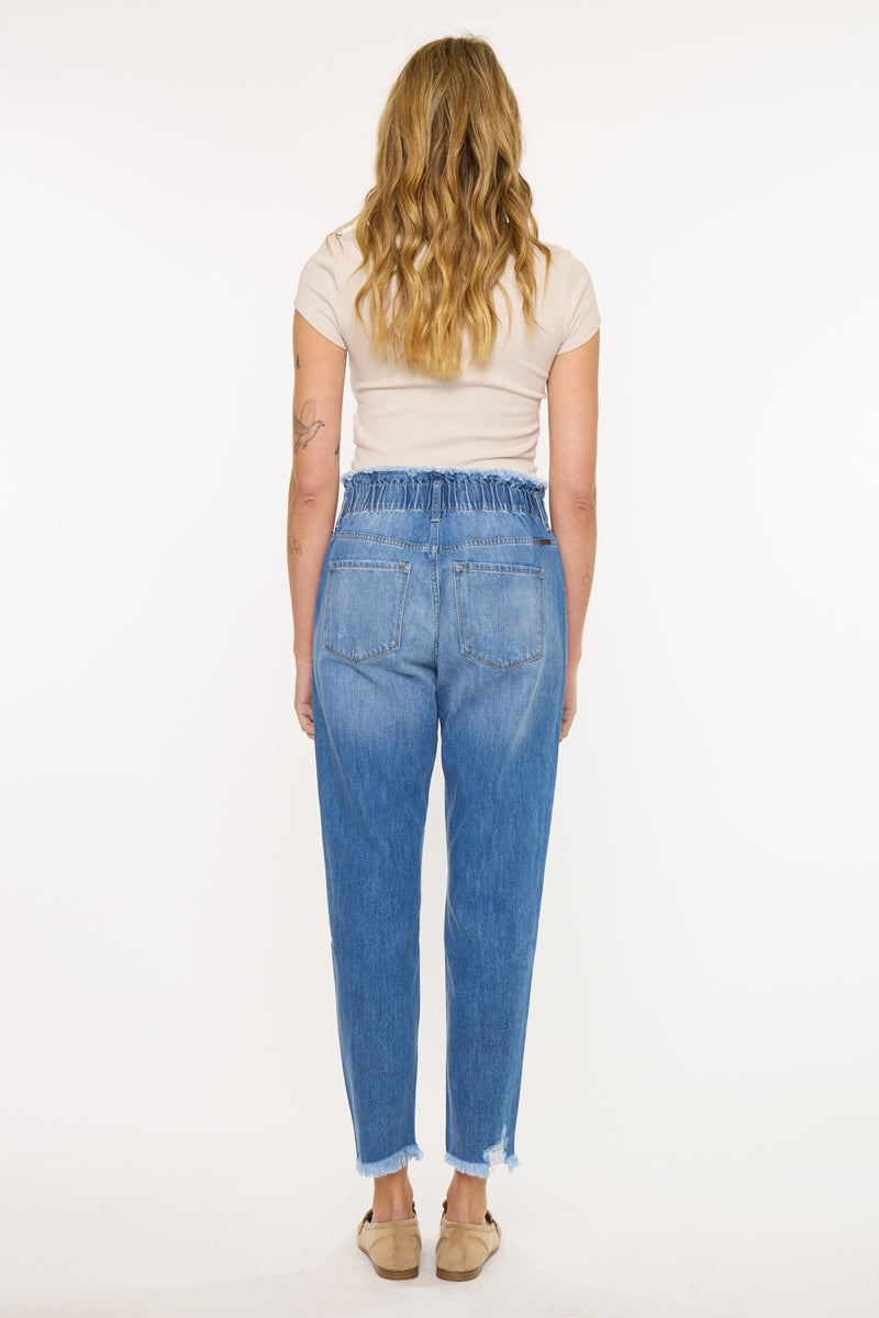 Women's Ultra High Rise Paperbag Mom Jeans - Angel