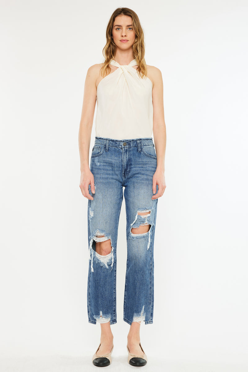 Women's High Rise Straight Jeans - Ariela