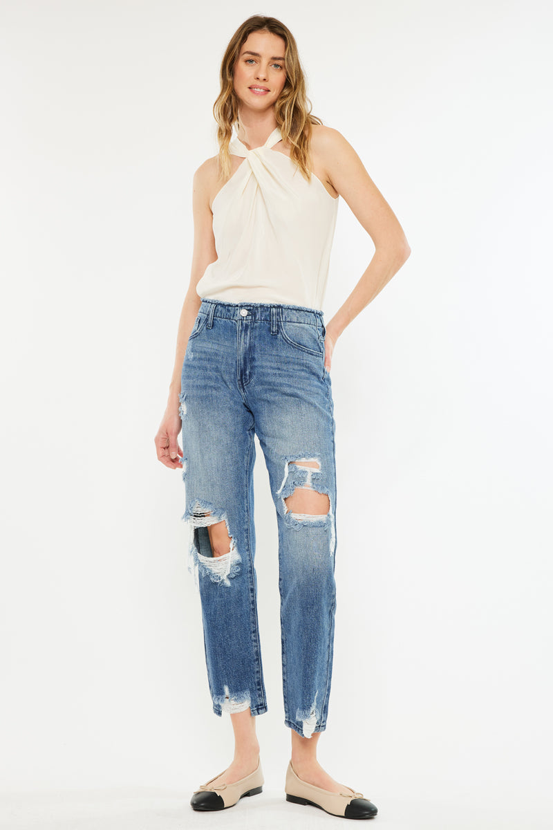 Women's High Rise Straight Jeans - Ariela